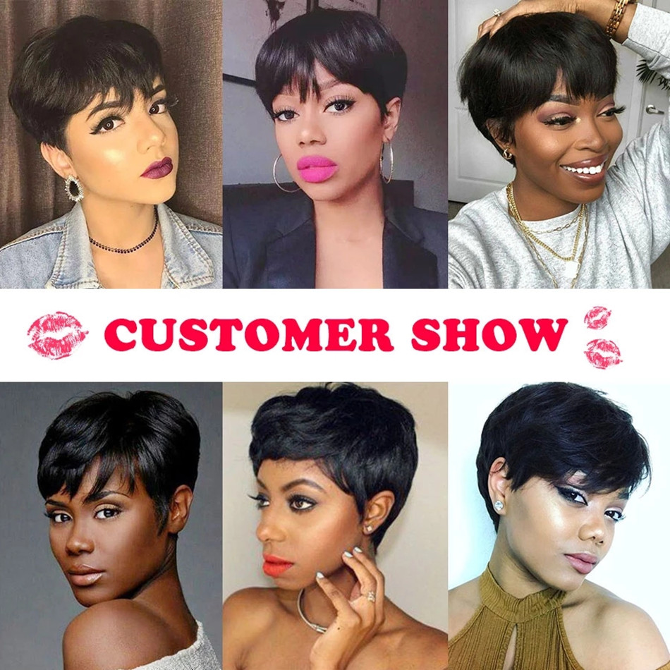 วิกผมบ๊อบสั้นทรงพิกซี่ วิกผมหย - Short Pixie Cut Wig Human Hair Cheap บทวิจารณ์และราคา