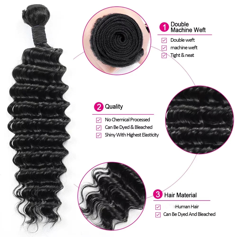 ผมมนุษย์แท้จากบราซิล ทรงลอนลึก - Deep Wave 3 Bundles With Closure บทวิจารณ์และราคา