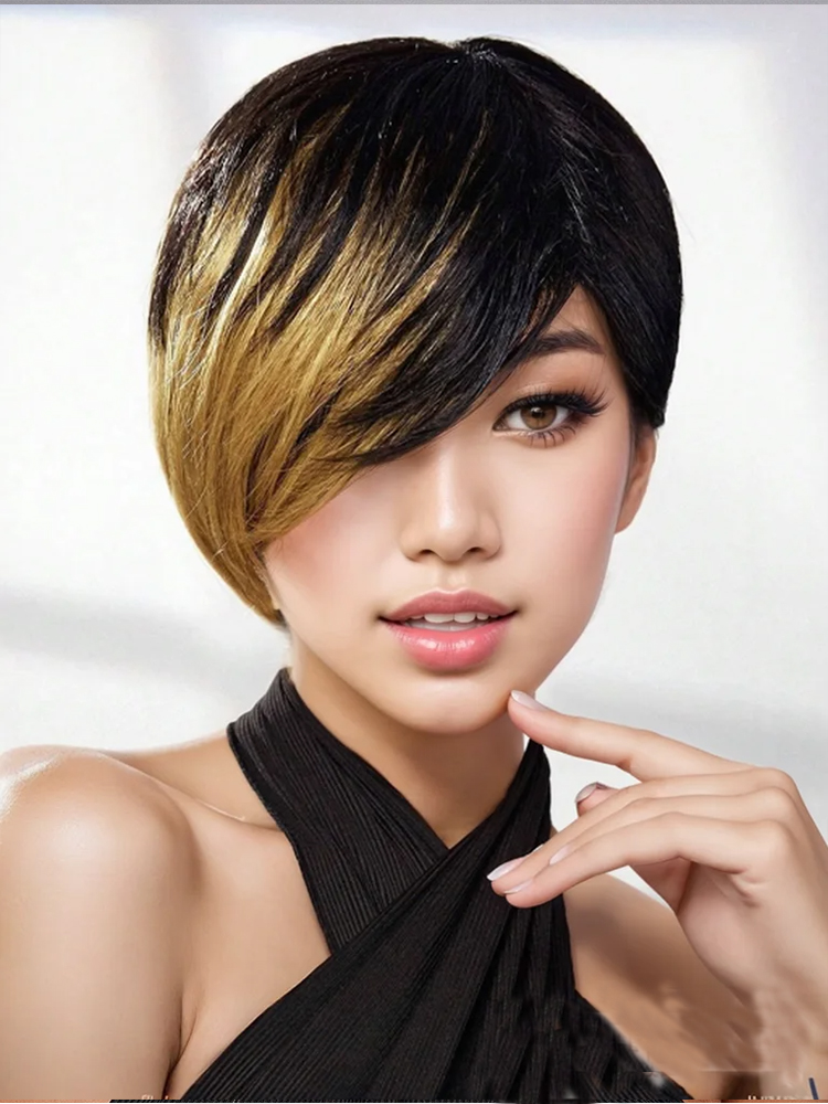 วิกผมสั้นตัดตรงเส้นผมมนุษย์วิก - Short Pixie Cut Wig Human Hair Cheap บทวิจารณ์และราคา