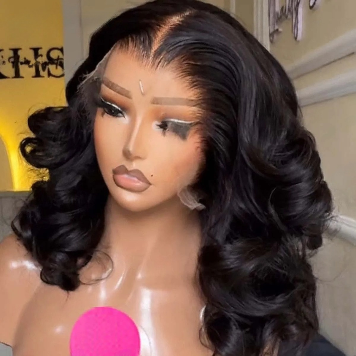 วิกผมสีดำทรงบ๊อบสั้นแบบลอน วิก - Pre Parted 13X4 Lace Front Bob Wig บทวิจารณ์และราคา