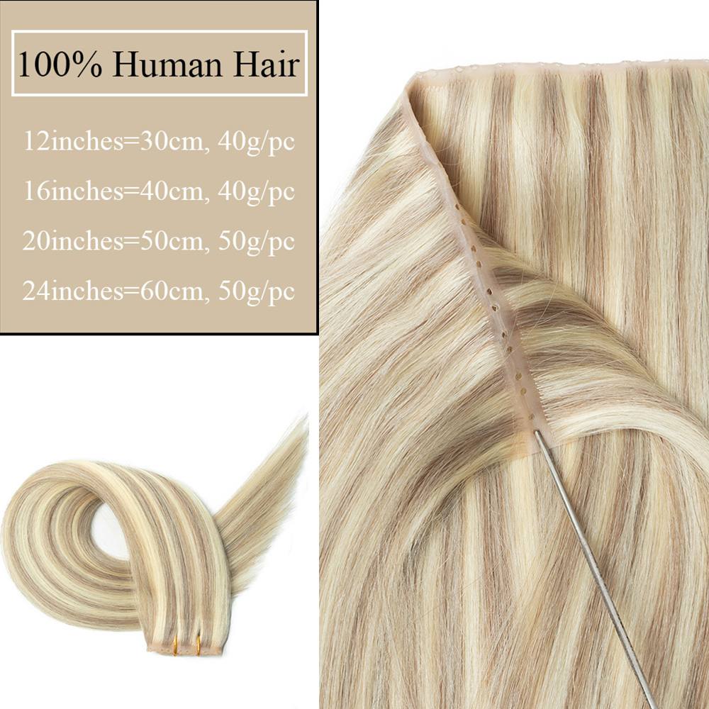 ผมต่อแบบเส้นตรงสีน้ำตาลธรรมชาต - Invisible Tape In Extensions Real Hair บทวิจารณ์และราคา