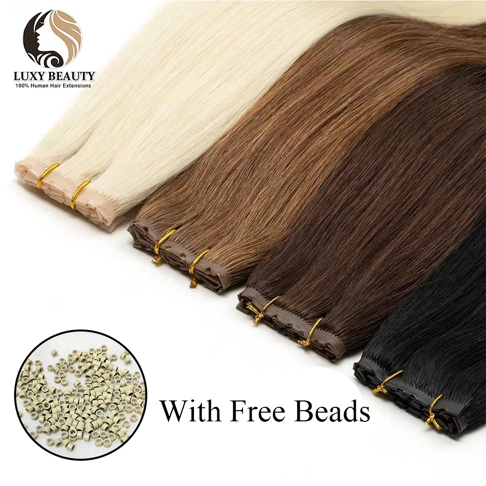 ผมต่อแบบเส้นตรงสีน้ำตาลธรรมชาต - Invisible Tape In Extensions Real Hair บทวิจารณ์และราคา
