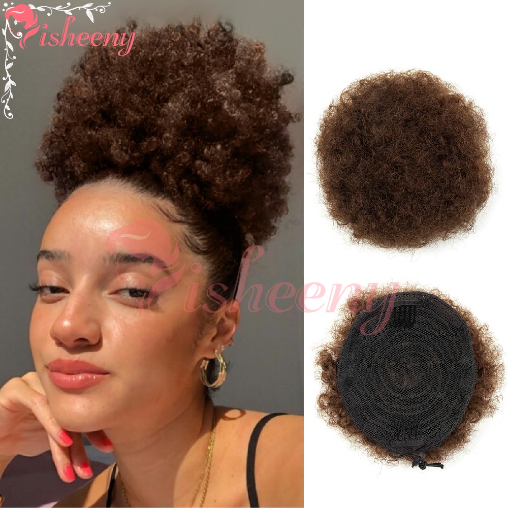 Isheeny หางม้าทรง Afro Puff แบ - Drawstring Afro Curly Puff Ponytail บทวิจารณ์และราคา